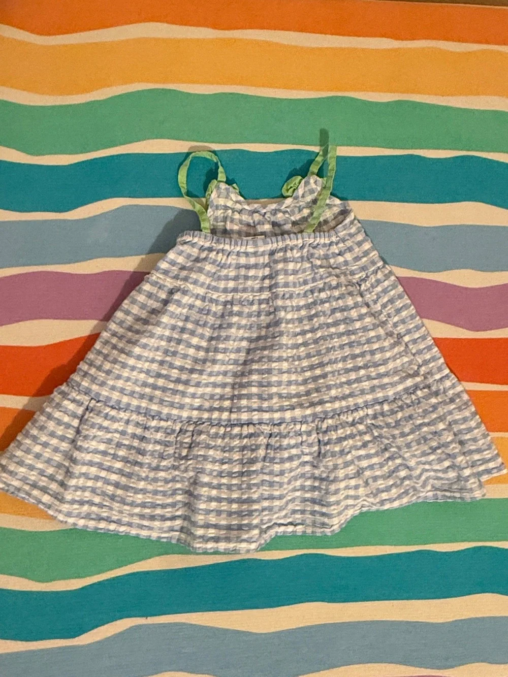 GAP Blue and White Gingham Sundress with Pink Cherry Appliqués